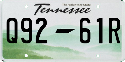 TN license plate Q9261R