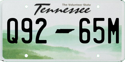 TN license plate Q9265M