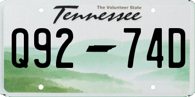 TN license plate Q9274D