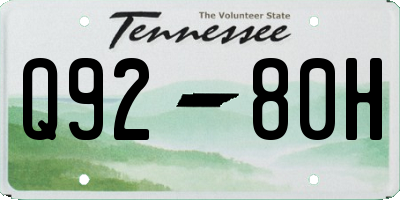 TN license plate Q9280H
