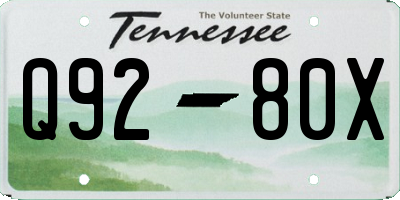 TN license plate Q9280X