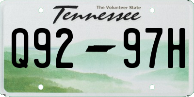 TN license plate Q9297H