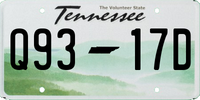 TN license plate Q9317D