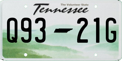 TN license plate Q9321G