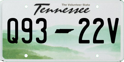 TN license plate Q9322V