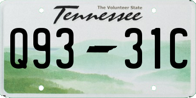 TN license plate Q9331C
