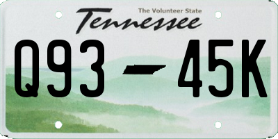 TN license plate Q9345K