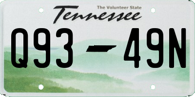 TN license plate Q9349N