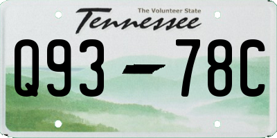 TN license plate Q9378C
