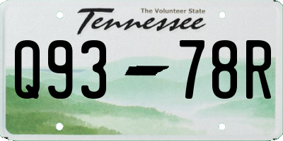 TN license plate Q9378R
