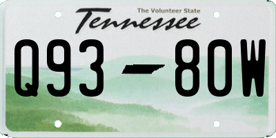 TN license plate Q9380W