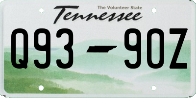 TN license plate Q9390Z