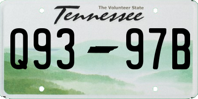 TN license plate Q9397B