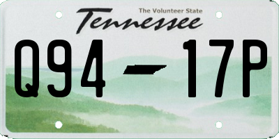 TN license plate Q9417P