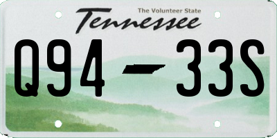 TN license plate Q9433S