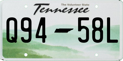 TN license plate Q9458L