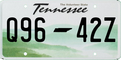 TN license plate Q9642Z