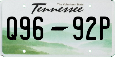 TN license plate Q9692P