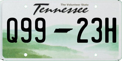 TN license plate Q9923H