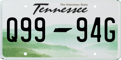 TN license plate Q9994G