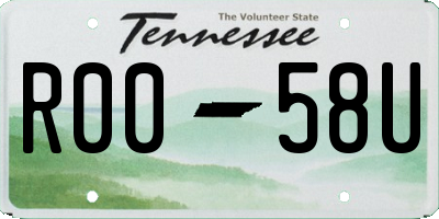 TN license plate R0058U
