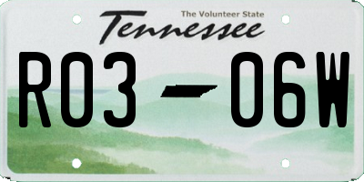 TN license plate R0306W
