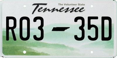 TN license plate R0335D
