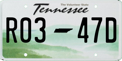 TN license plate R0347D