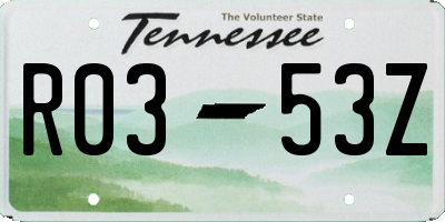 TN license plate R0353Z