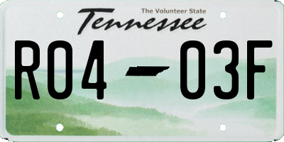 TN license plate R0403F