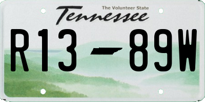 TN license plate R1389W