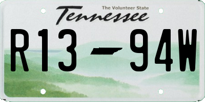 TN license plate R1394W