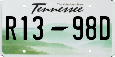 TN license plate R1398D