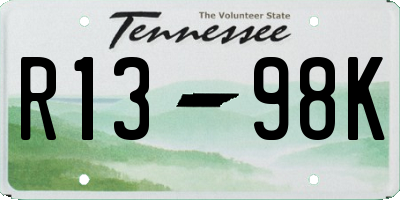 TN license plate R1398K