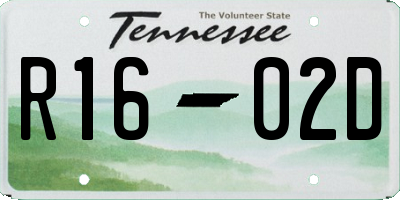 TN license plate R1602D