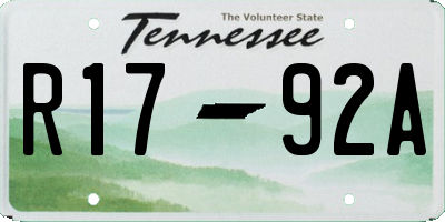 TN license plate R1792A