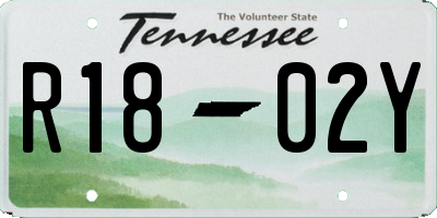 TN license plate R1802Y