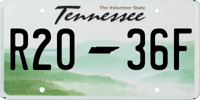 TN license plate R2036F