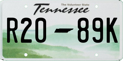 TN license plate R2089K