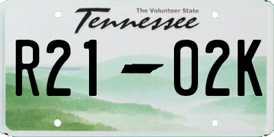 TN license plate R2102K