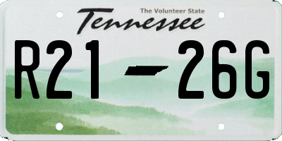 TN license plate R2126G