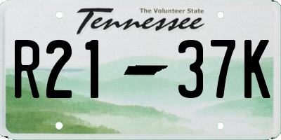 TN license plate R2137K