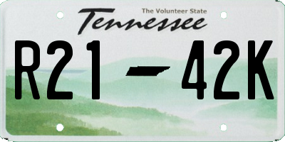TN license plate R2142K