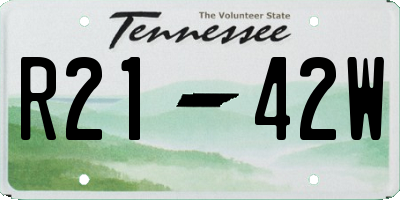 TN license plate R2142W