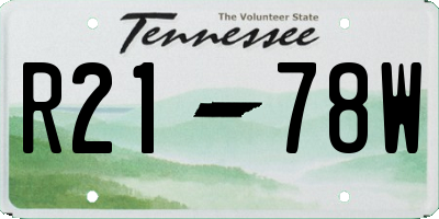 TN license plate R2178W
