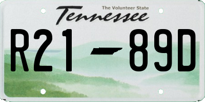 TN license plate R2189D