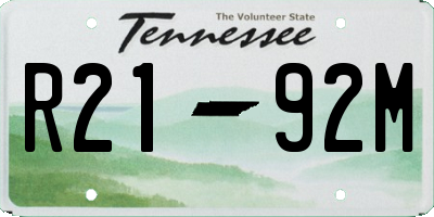 TN license plate R2192M