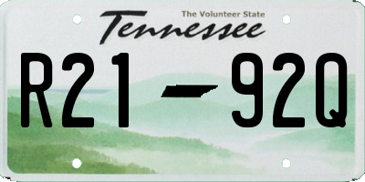 TN license plate R2192Q
