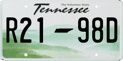 TN license plate R2198D