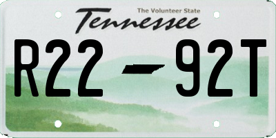 TN license plate R2292T